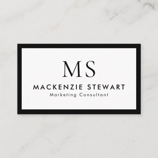 Elegantes Professionelles Einfaches Monogramm Mini Visitenkarte (Vorderseite)