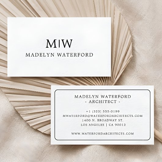 Elegantes Professionelles Einfaches Monogramm Mini Visitenkarte