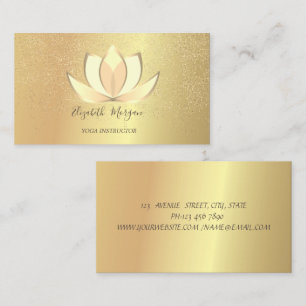 Elegantes Professionelles Lotus Gold Konfetti Yoga Visitenkarte