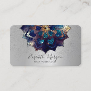 Elegantes Professionelles Mandala Silber Konfetti Visitenkarte