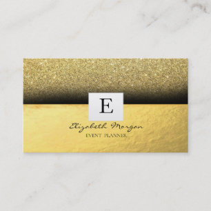 Elegantes professionelles Monogramm Gold Glitter Visitenkarte