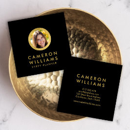 Elegantes Profil Foto Modernes Schwarz und Imitate Quadratische Visitenkarte