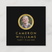 Elegantes Profil Foto Modernes Schwarz und Imitate Quadratische Visitenkarte (Vorderseite)