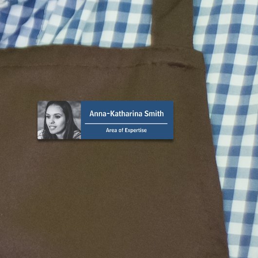 Elegantes Profil Image Expertise Blau Weiß Namensschild