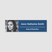 Elegantes Profil Image Expertise Blau Weiß Namensschild (Vorderseite)