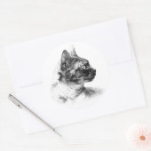 Elegantes Profil von Stella der grauen Katze Runder Aufkleber (Umschlag)