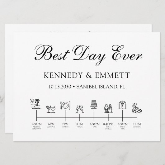 Elegantes Programm für den Hochzeitstag (Vorne/Hinten)