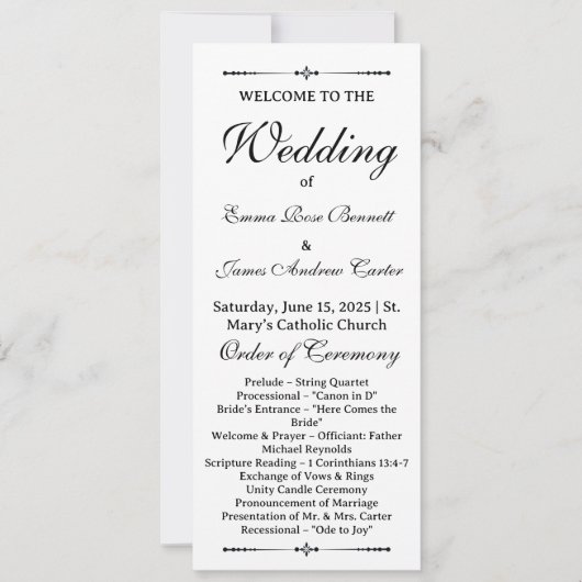 Elegantes Programm für Gedächtnishochzeiten (Vorderseite)