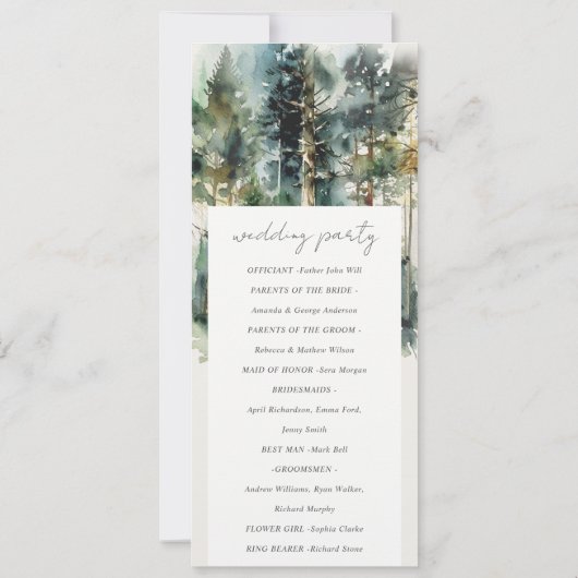 Elegantes Programm für Grüne Wasserfarben-Wälder (Rückseite)