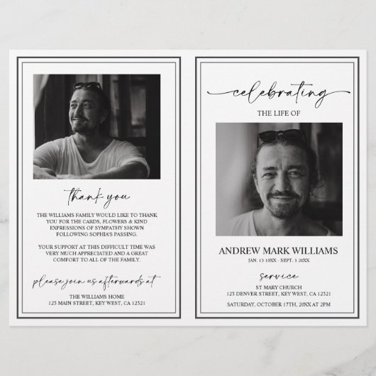 Elegantes Programm zur Beerdigung (Vorderseite)