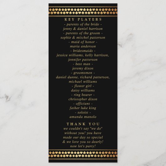 Elegantes Programm zur Hochzeit in Urlaubsort von  (Rückseite)