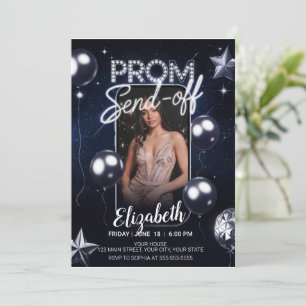 Elegantes Prom Senden von dunkelblauem Portrait-Fo Einladung