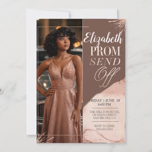 Elegantes Prom Senden von Earth Pink Portrait-Foto Einladung (Vorderseite)