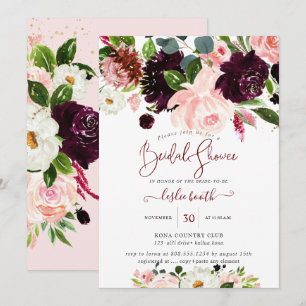 Elegantes Protea Creme Blush Rose Brautparty Einladung