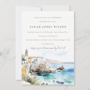 Elegantes Puglia Italien Aquarell-Landschaft Gebur Einladung