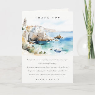 Elegantes Puglia Italien Aquarell-Landschaft Hochz Dankeskarte