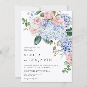 Elegantes Pulver Blue Pink Hydrangea feierliche Ho Einladung