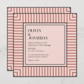 Elegantes Pulver Rosa Streifen Einfache Hochzeit Einladung (Vorne/Hinten)