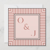 Elegantes Pulver Rosa Streifen Einfache Hochzeit Einladung (Rückseite)