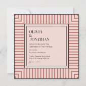 Elegantes Pulver Rosa Streifen Einfache Hochzeit Einladung (Vorderseite)