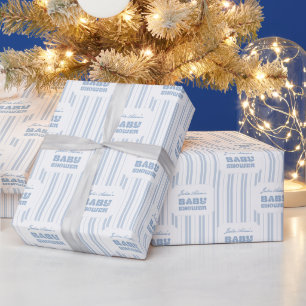 Elegantes, pulverblaues, gestreiftes Muster - Baby Geschenkpapier