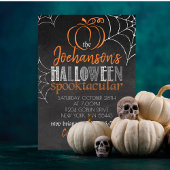 Elegantes Pumpkin Chalkboard Halloween-Party Einladung