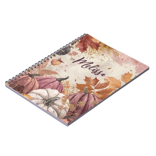 Elegantes Pumpkin Fallmuster Notizblock (Linke Seite)