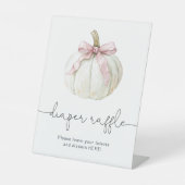 Elegantes Pumpkin & Pink Bow Diaper Raffle Sign Sockelschild (Vorderseite)