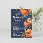 Elegantes Pumpkin Watercolor Halloween-Party Einladung (Stehend Vorderseite)