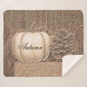 Elegantes Pumpkin White Gold Metallic Fall Country Sherpadecke