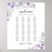 Elegantes Puple Lilac Floral Wedding Chart Poster (Vorne)