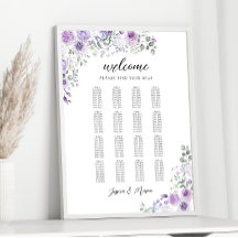 Elegantes Puple Lilac Floral Wedding Chart