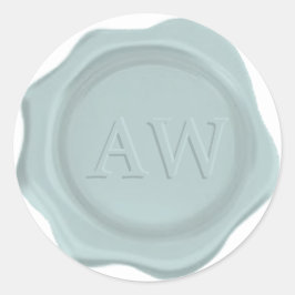 Elegantes Purist Blue Monogram Wedding Wax Siegel Runder Aufkleber