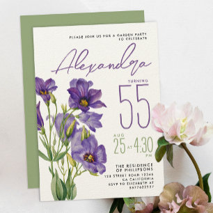 Elegantes Purple Blumen Garden Party Wasserfarbe Einladung