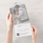 Elegantes QR Code Foto Hochzeit All In One Einladung (Abreißen)