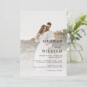 Elegantes QR Code Foto Hochzeit Einladung (Stehend Vorderseite)