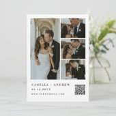 Elegantes QR Code Foto Hochzeit Einladung (Stehend Vorderseite)