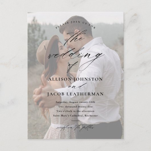 Elegantes QR Code Foto Hochzeit Postkarte (Vorderseite)