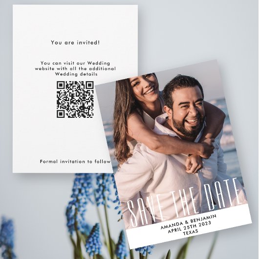 Elegantes QR Code Foto Hochzeit Save the Date
