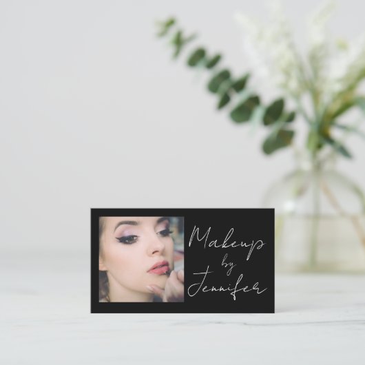 Elegantes QR Code Foto Makeup Visitenkarte (Stehend Vorderseite)