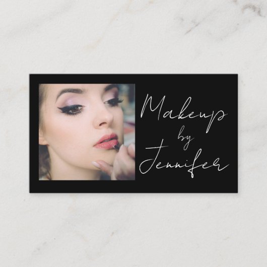 Elegantes QR Code Foto Makeup Visitenkarte (Vorderseite)