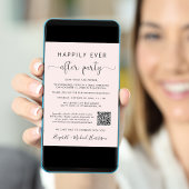 Elegantes QR Code Foto Rosa Hochzeitempfang Einladung