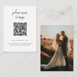 Elegantes QR Code Foto White Wedding RSVP Begleitkarte