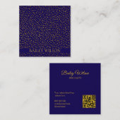 Elegantes QR-Code goldenes Punktmuster, modernes Quadratische Visitenkarte (Vorne/Hinten)