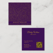 Elegantes QR-Code goldenes Punktmuster, modernes Quadratische Visitenkarte (Vorne/Hinten)