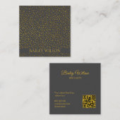 Elegantes QR-Code goldenes Punktmuster, modernes Quadratische Visitenkarte (Vorne/Hinten)