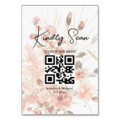 Elegantes Qr-Code Hochzeitsmenü botanischer Boho Tischnummer (Vorderseite)