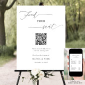 Elegantes QR Code Hochzeitsplanzeichen Poster