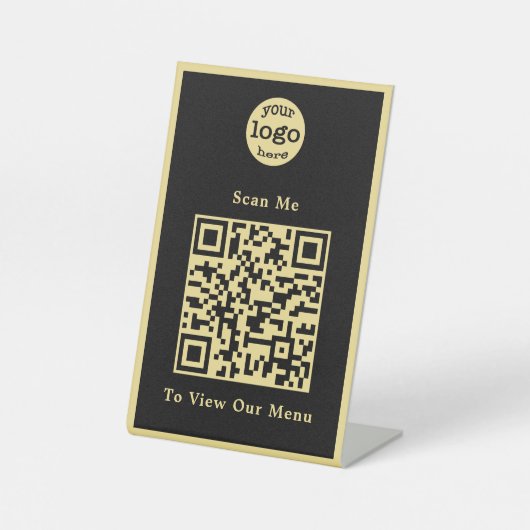 Elegantes QR Code Restaurant Menü für das Black Go Sockelschild (Vorderseite)