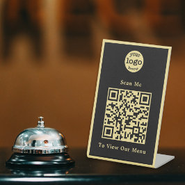 Elegantes QR Code Restaurant Menü für das Black Go Sockelschild